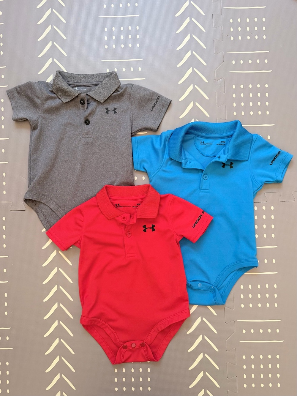 Under Armour Baby Boys 3-Piece Polo Bodysuit Bundle | 6–9M